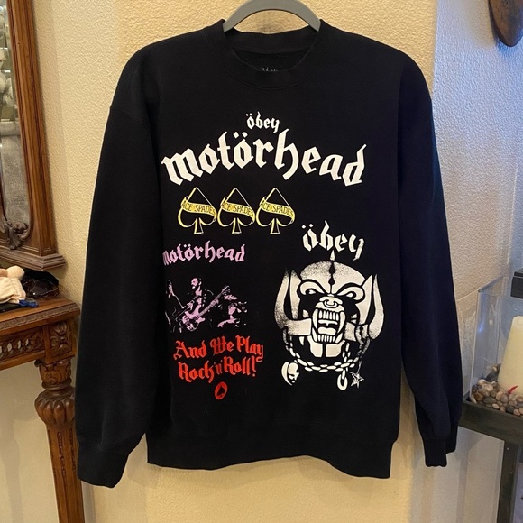 OBEY Black Motorhead Graphic Crewneck Sweatshirt Size Medium-Unisex - Picture 2 of 9